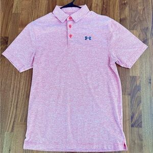 Under Armour Red & White Striped Performance Polo - Size Small